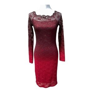Ombre Lace Red Bodycon Dress Size 6